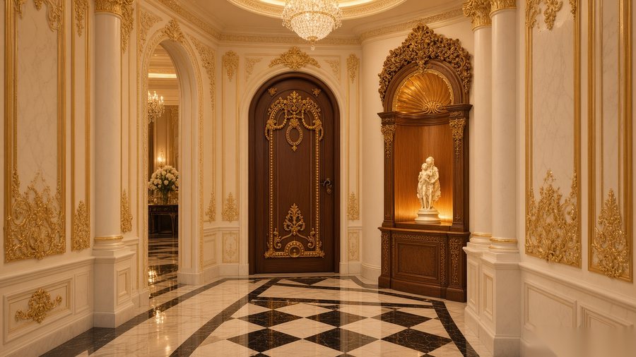Foyer with statue